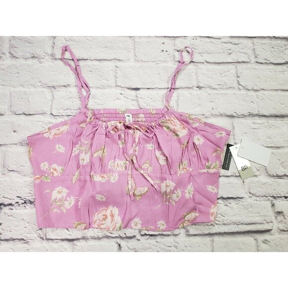 BP Womens Camisole Crop Top Purple Anna Size 1X Floral Adjustable Strap - Picture 1 of 3